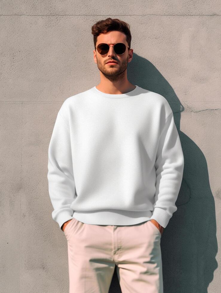 Men white t-shirt for mockup design photo