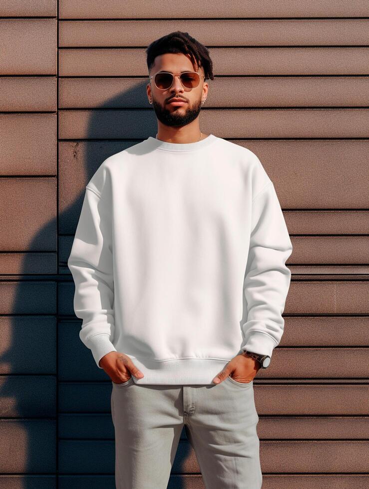 Men white t-shirt for mockup design photo