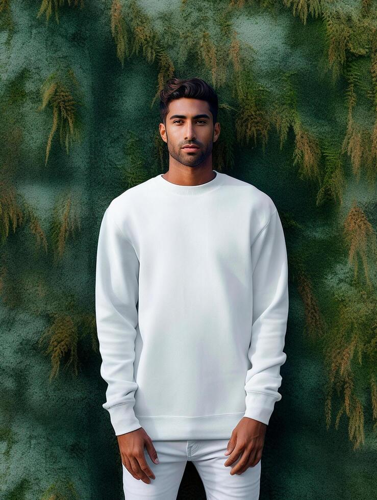 Men white t-shirt for mockup design photo