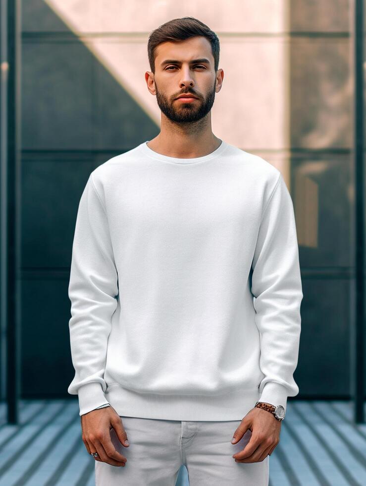 hombres blanco camiseta para Bosquejo diseño ai generado foto