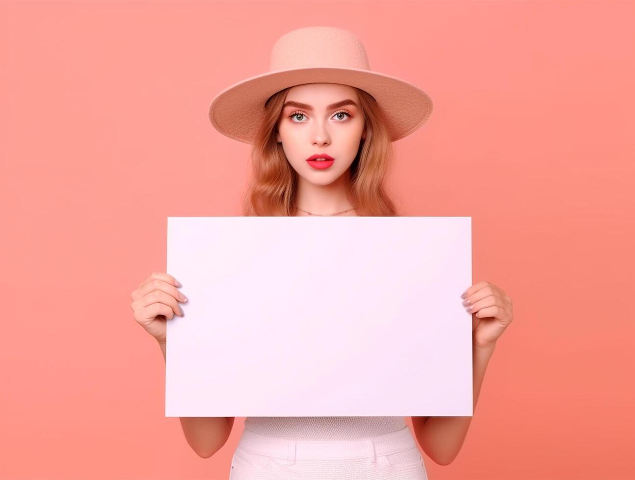 elegante mujer manos con vacío marco ai generado foto