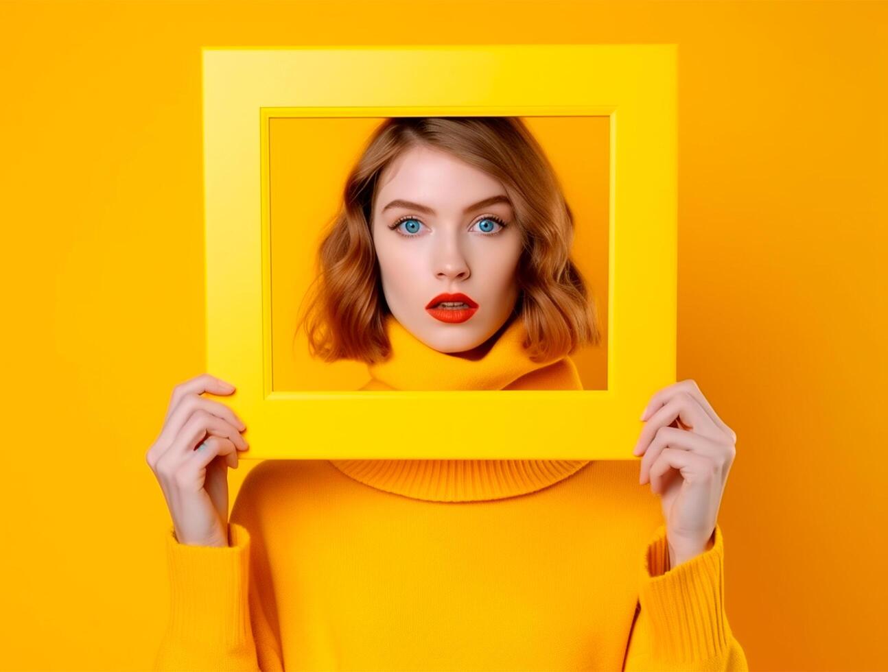 Elegant Girl's Hands Holding Paper Frame photo