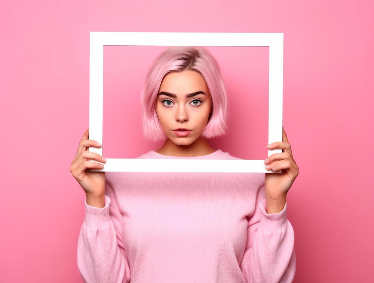 Graceful Woman's Hands Holding Paper Frame photo