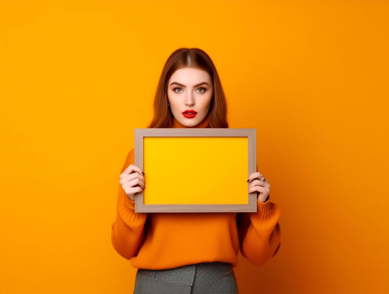 Graceful Woman's Hands Holding Paper Frame photo