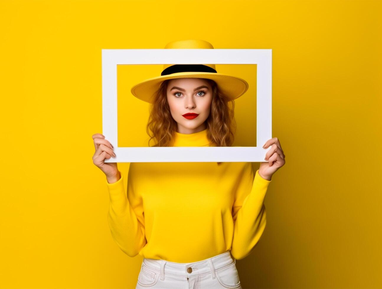 Feminine Hands Holding Empty Frame photo