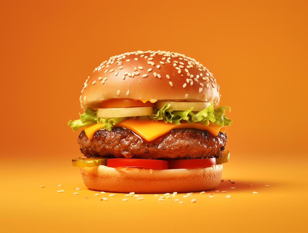 Front view tasty meat burger with cheese and salad on dark background photo