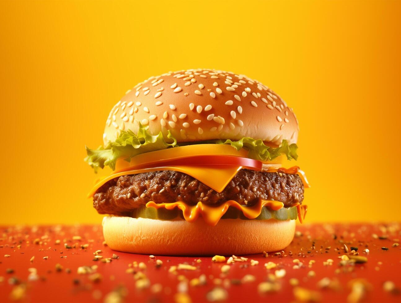 Front view tasty meat burger with cheese and salad on dark background photo