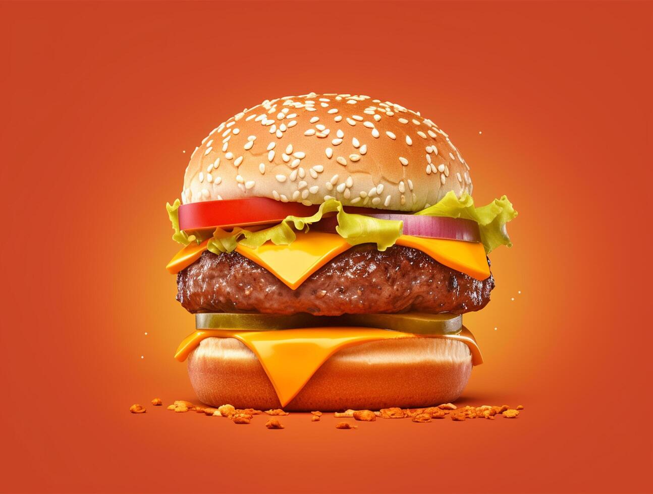 Front view tasty meat burger with cheese and salad on dark background photo