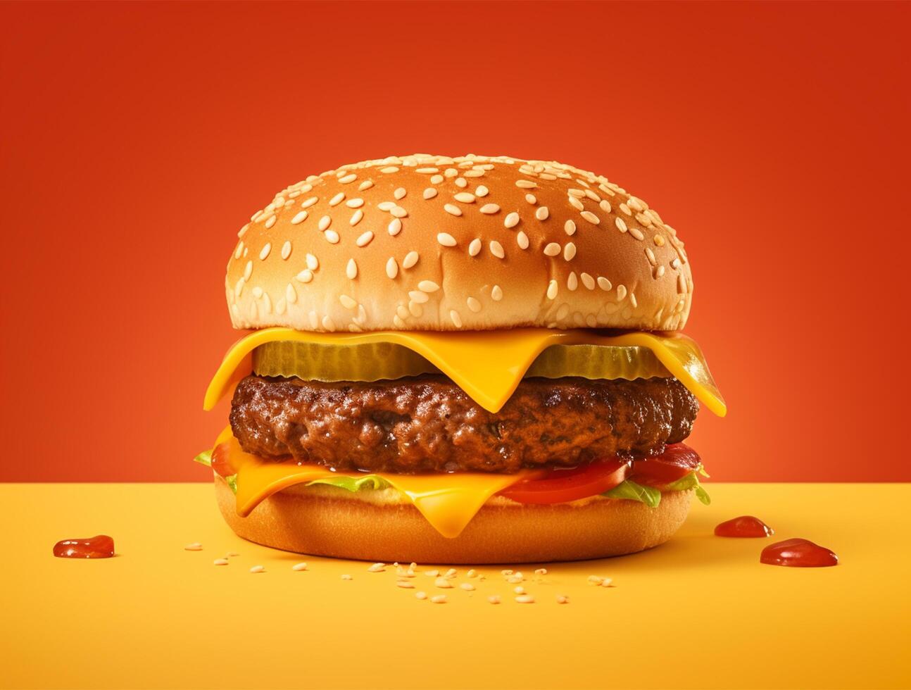 Front view tasty meat burger with cheese and salad on dark background photo