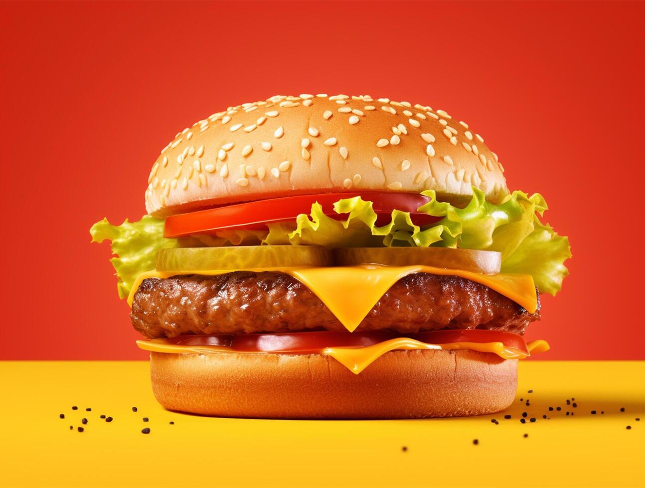 Front view tasty meat burger with cheese and salad on dark background photo