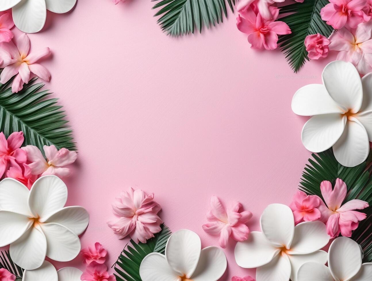 Tropical floral background copy space. Space for text photo