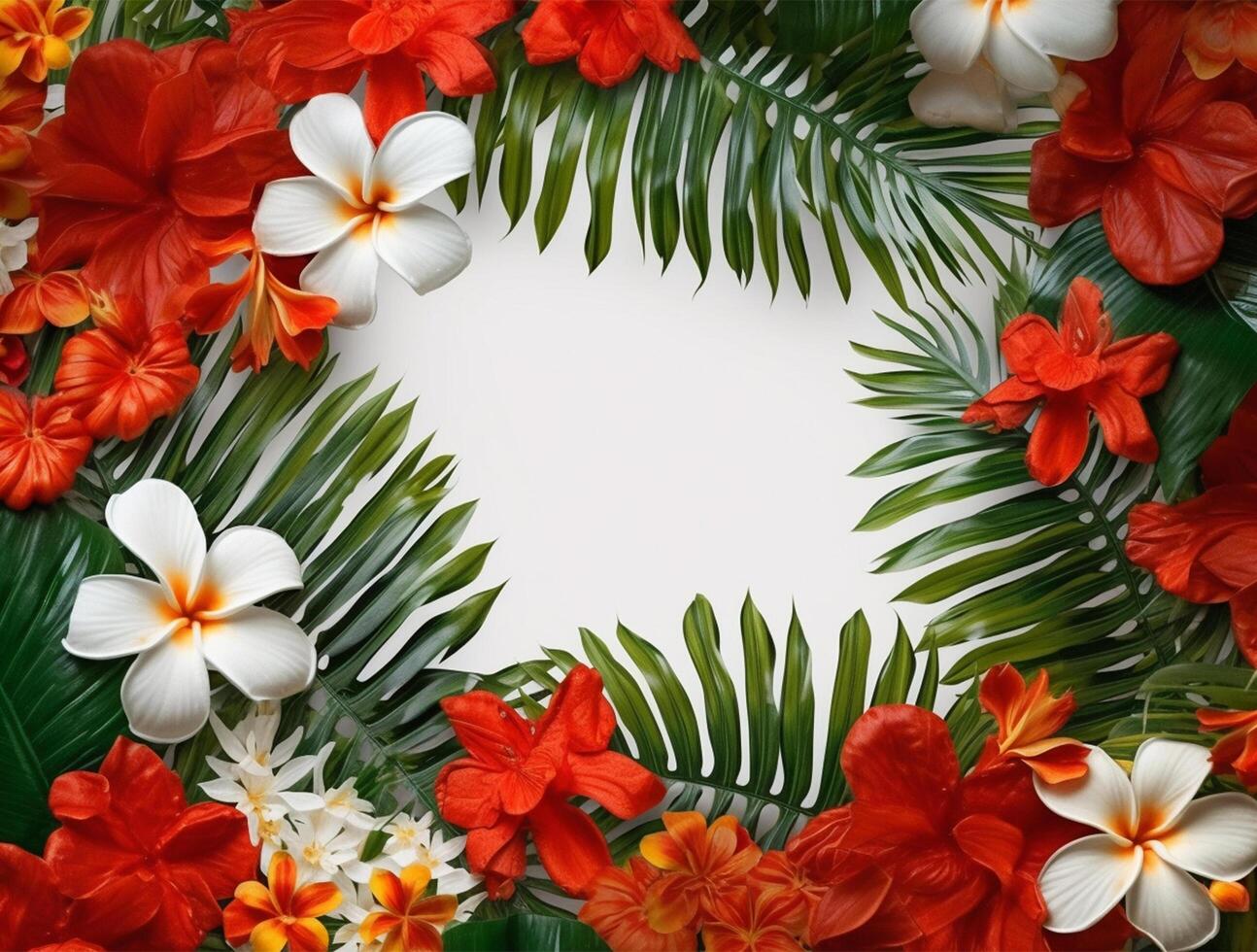 Tropical floral background copy space. Space for text photo