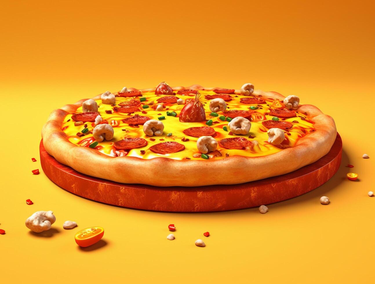 Freshly Baked Pizza with Tasty Toppings photo