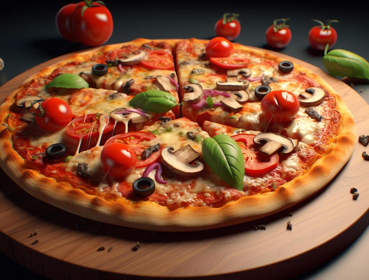 Freshly Baked Pizza with Tasty Toppings photo