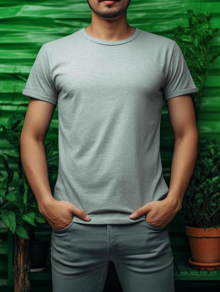 Professional Grey T-Shirt for Mockup Design photo