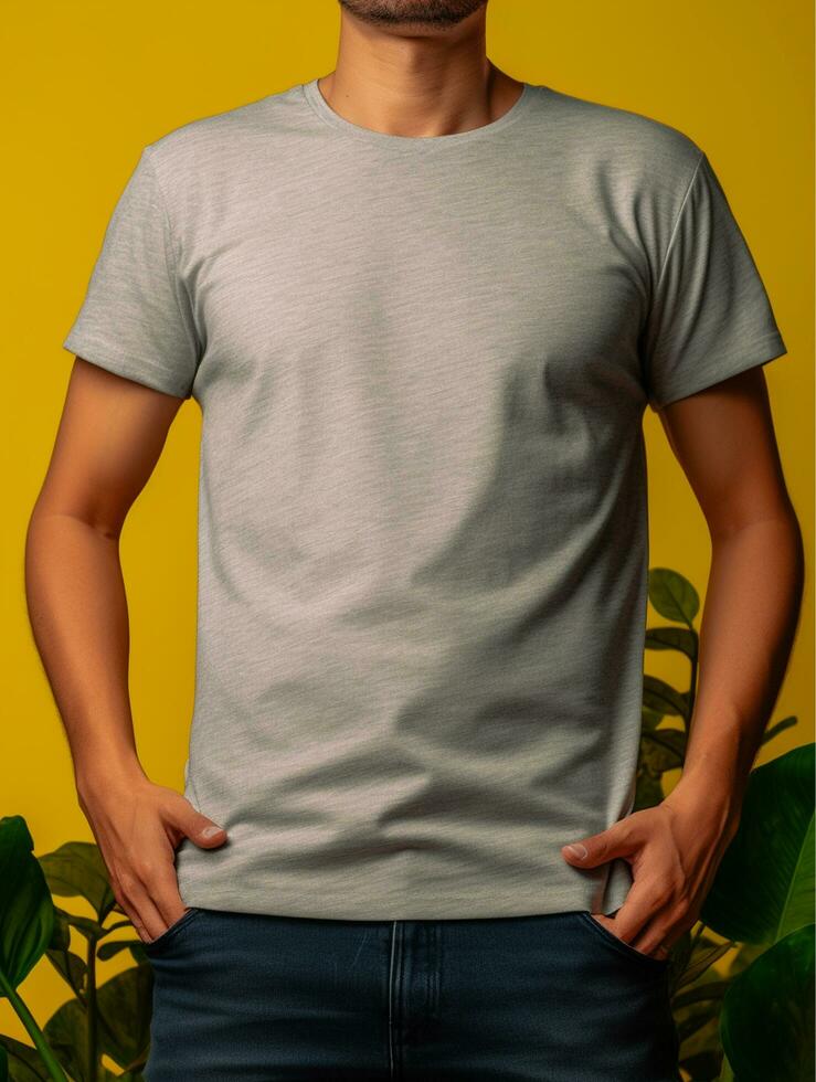 gris camiseta para Bosquejo diseño ai generado foto