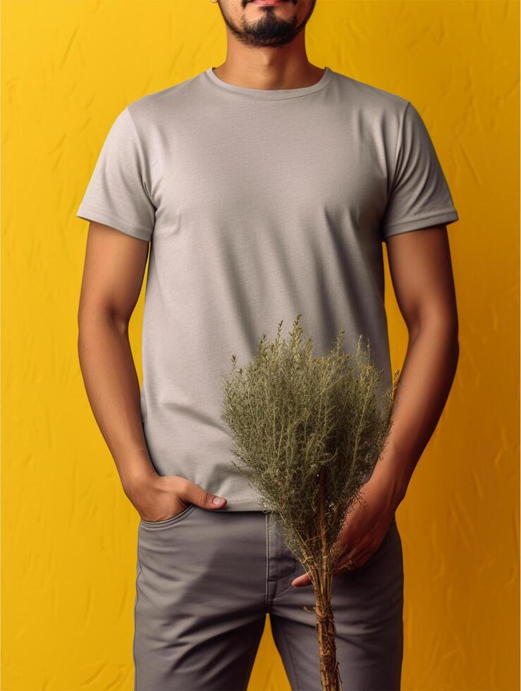 Grey T-Shirt for Mockup Design Ai generated photo