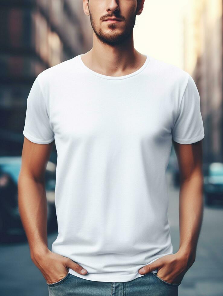 Professional White T-Shirt for Mockup Design Ai generated photo