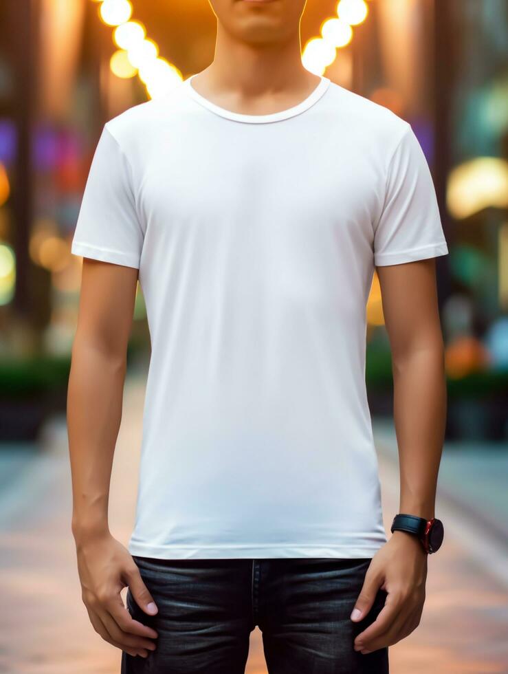 profesional blanco camiseta para Bosquejo diseño ai generado foto