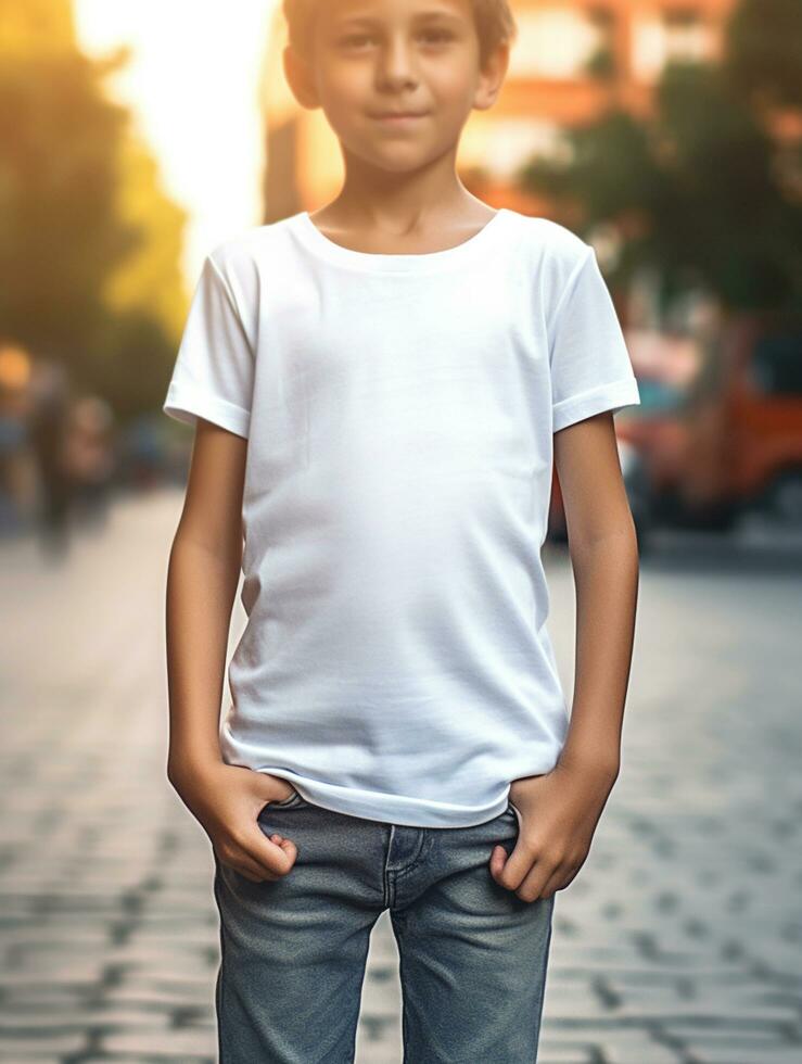 profesional blanco bebé camiseta para Bosquejo diseño ai generado foto