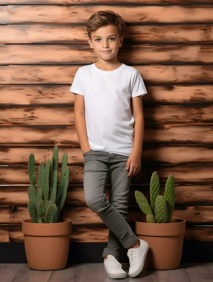 Blank white t-shirt for mockup design Ai generated photo