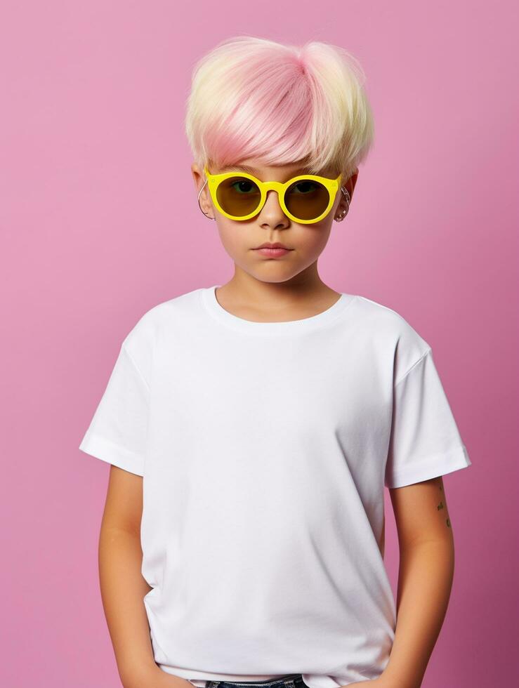Blank white t-shirt for mockup design Ai generated photo