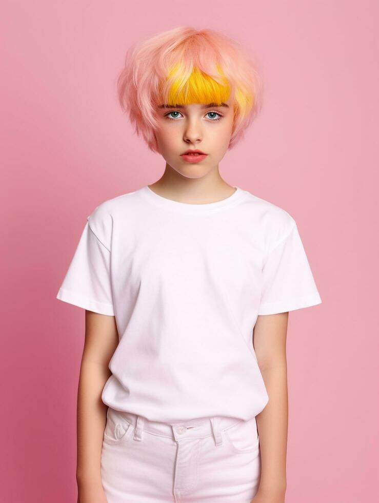 Blank white t-shirt for mockup design Ai generated photo