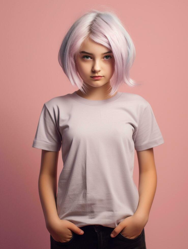 Blank baby white t-shirt for mockup design Ai generated photo