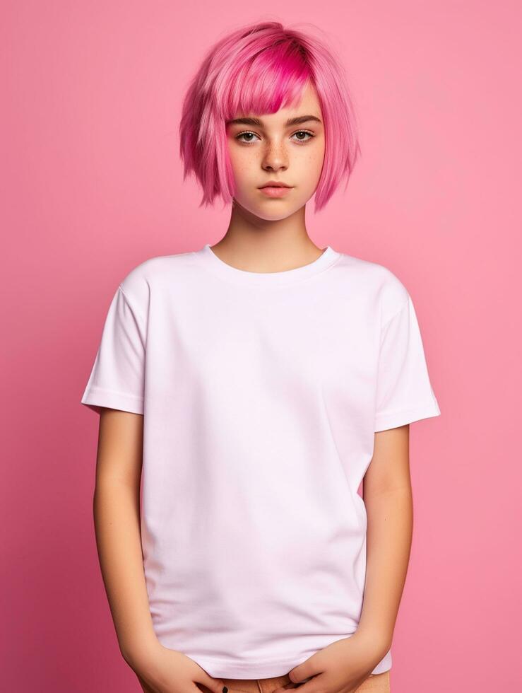 Blank baby white t-shirt for mockup design Ai generated photo