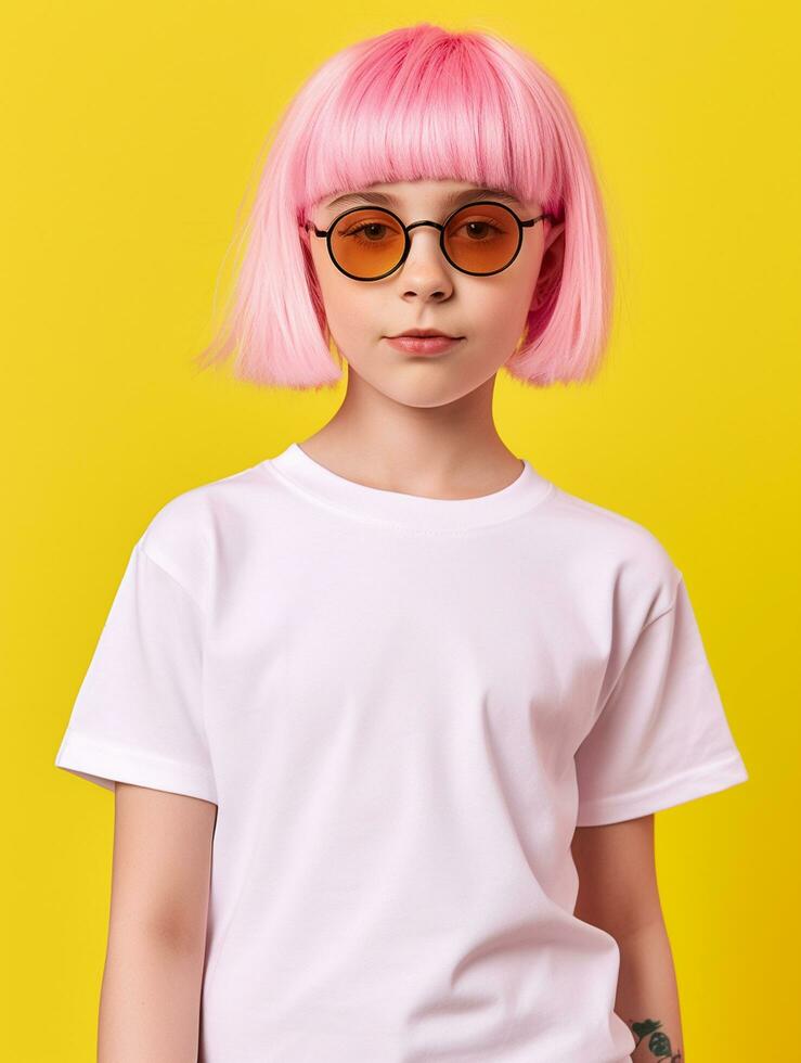 Blank white baby t shirt for mockup design Ai generated photo