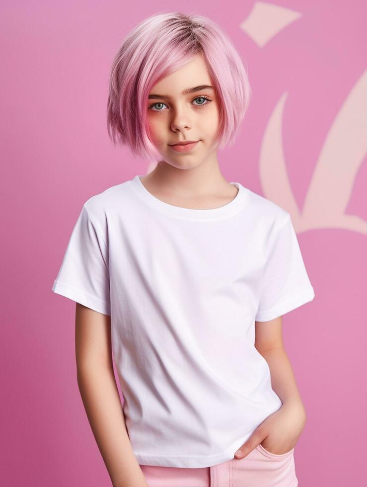 Blank white baby t shirt for mockup design Ai generated photo