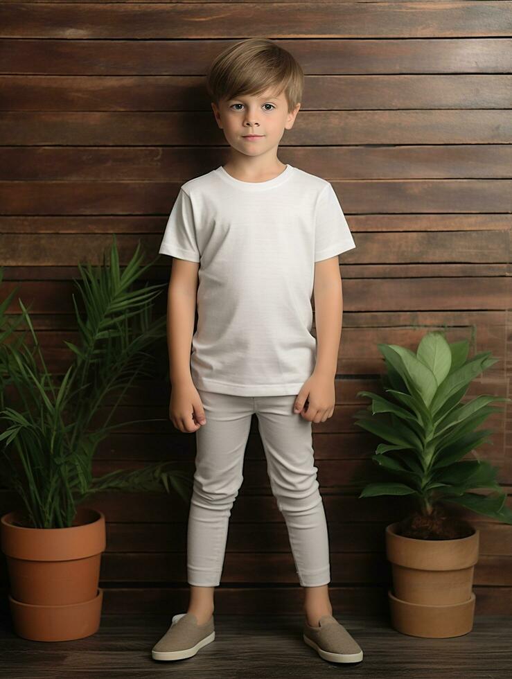 Blank white baby t-shirt for mockup design Ai generated photo