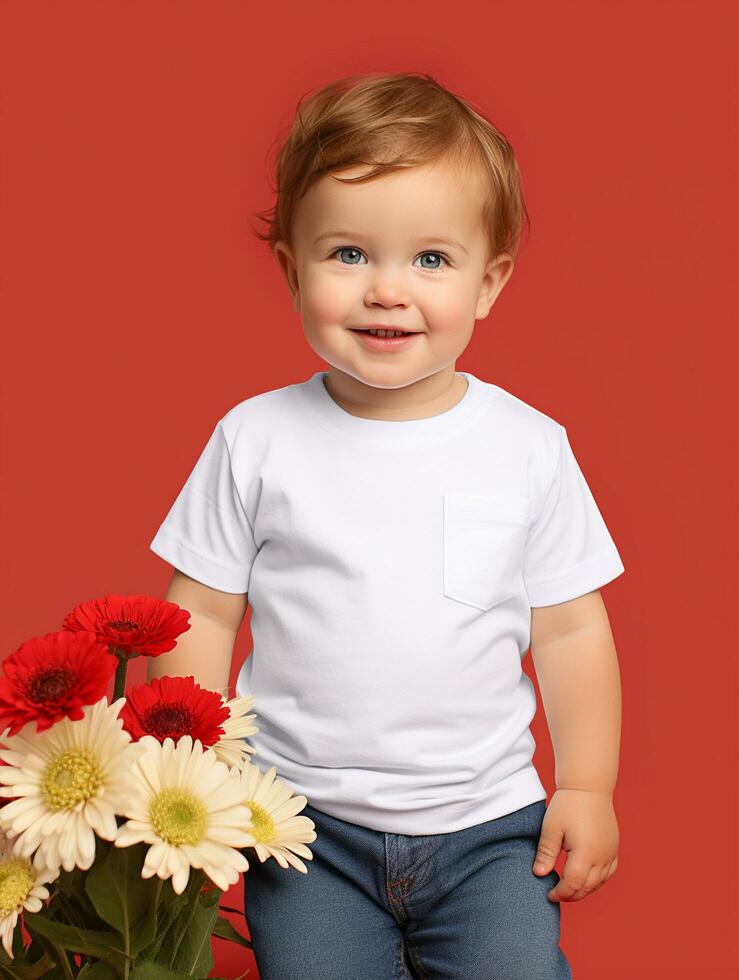 blanco blanco bebé camiseta para Bosquejo diseño ai generado foto