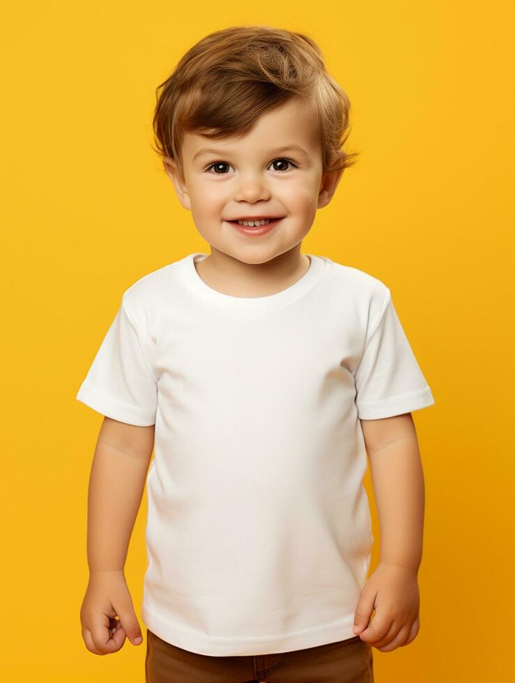 Blank white baby t-shirt for mockup design Ai generated photo