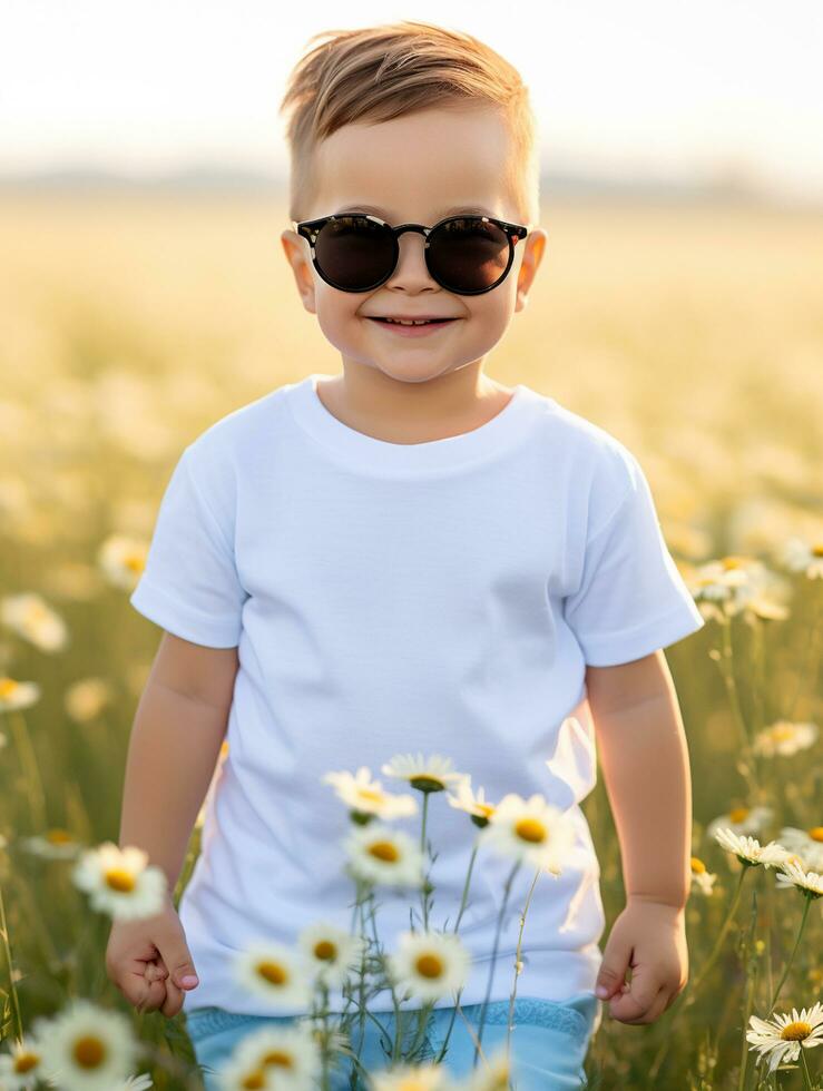 blanco blanco bebé camiseta para Bosquejo diseño ai generado foto