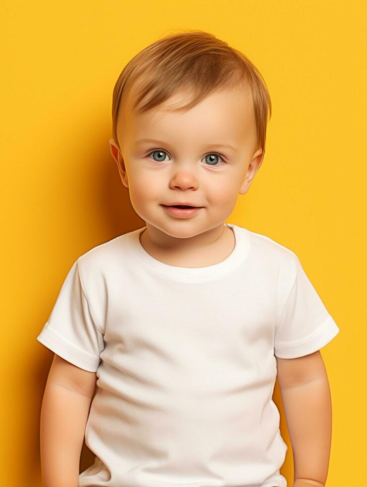 blanco blanco bebé camiseta para Bosquejo diseño ai generado foto