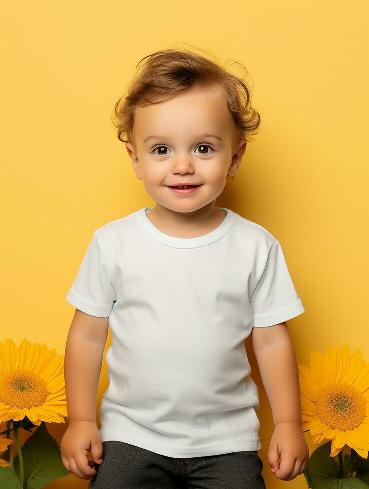 blanco blanco camiseta para Bosquejo diseño ai generativo foto