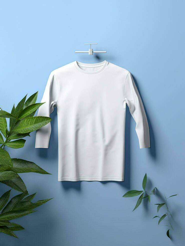 Blank white t-shirt for mockup design AI Generative photo