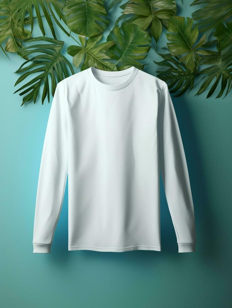 blanco blanco camiseta para Bosquejo diseño ai generativo foto