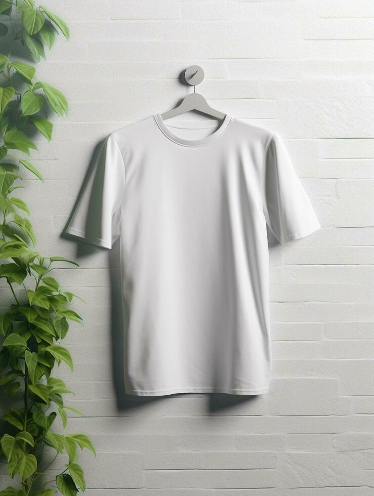 Blank white t-shirt for mockup design AI Generative photo