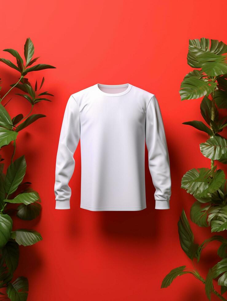 Blank white t-shirt for mockup design AI Generative photo
