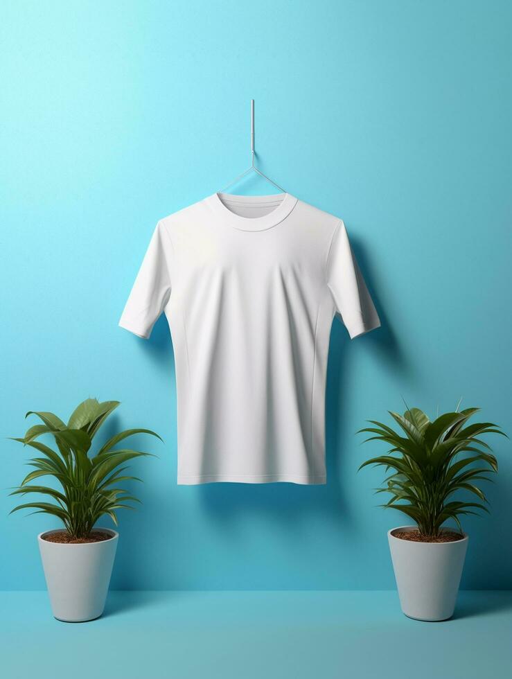 Blank white t-shirt for mockup design AI Generative photo