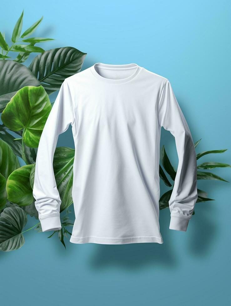 blanco blanco camiseta para Bosquejo diseño ai generativo foto