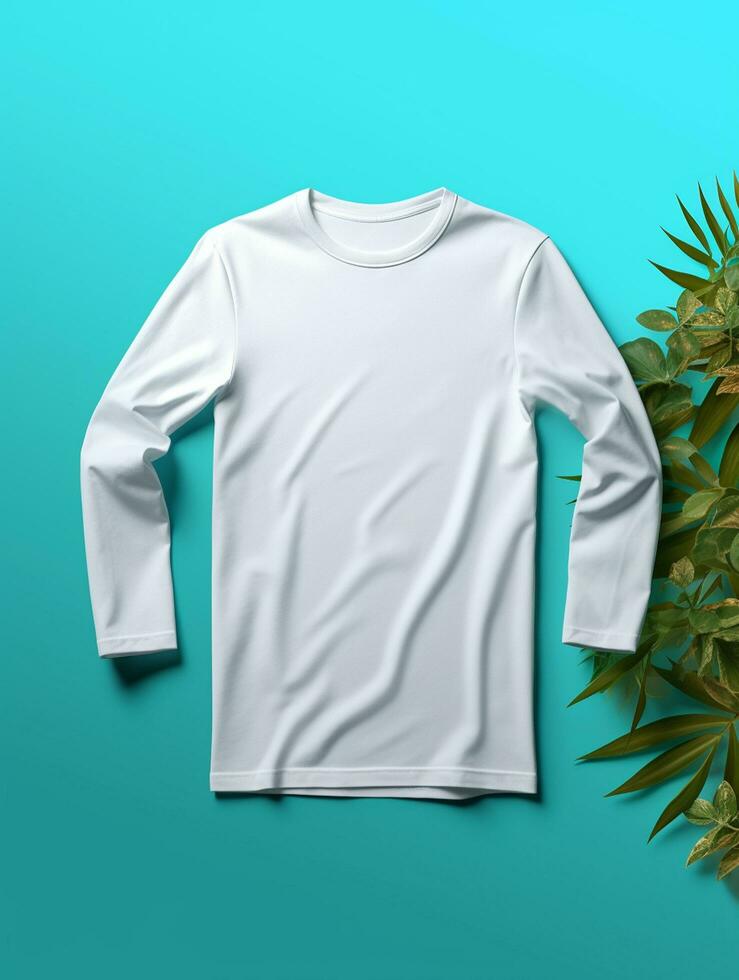 Blank white t-shirt for mockup design AI Generative photo