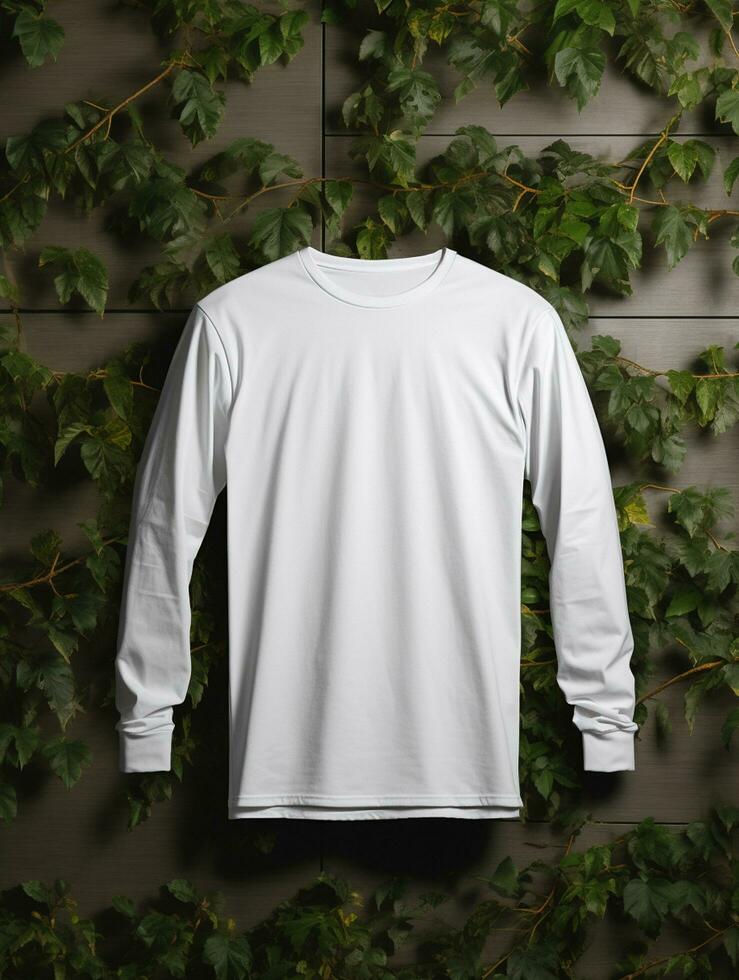 Blank white t-shirt for mockup design AI Generative photo