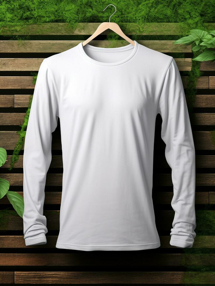 Blank white t-shirt for mockup design AI Generative photo