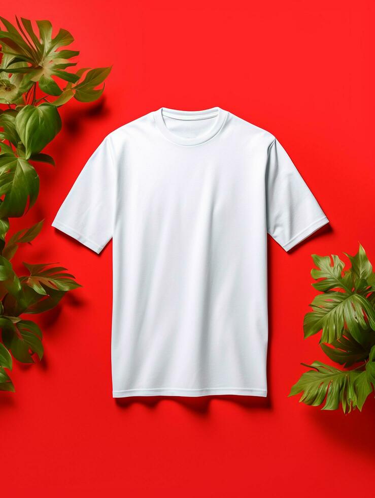 Blank white t-shirt for mockup design AI Generative photo