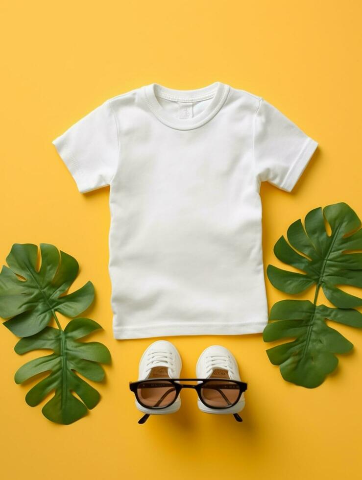 Blank white t-shirt for mockup design AI Generative photo
