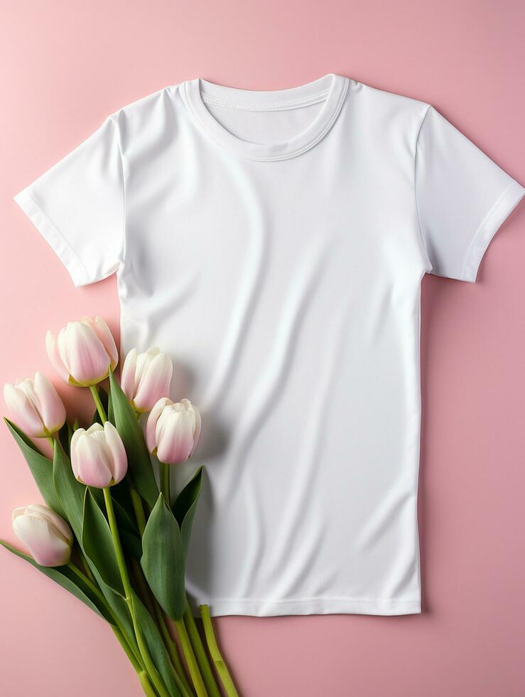 Blank white t-shirt for mockup design AI Generative photo