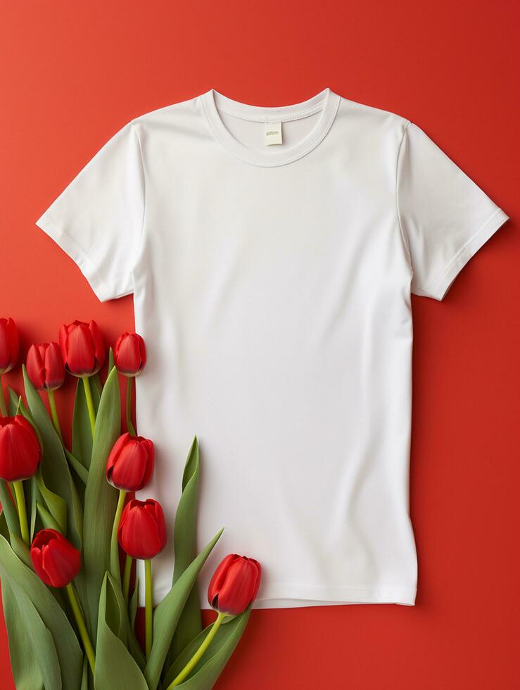 Blank white t-shirt for mockup design AI Generative photo